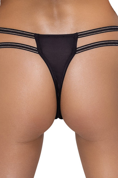 String ouvert Rio noir en dentelle