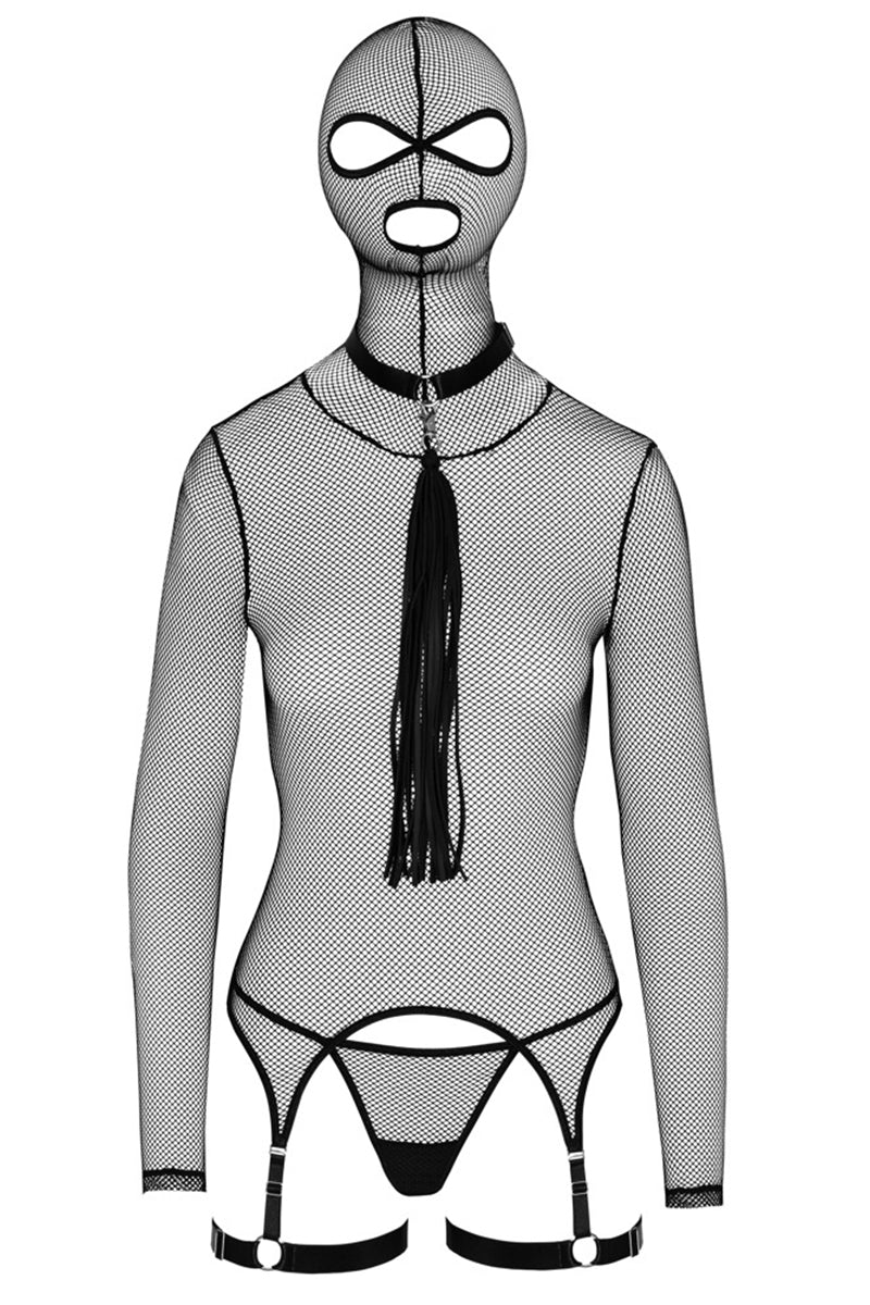 Ensemble lingerie résille et accessoires BDSM