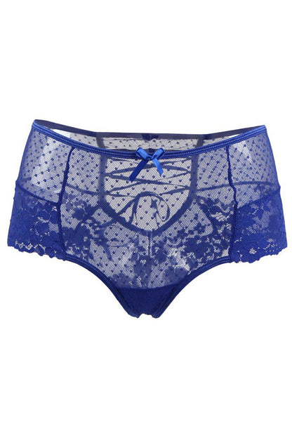Tanga lacé dentelle taille haute Bleu