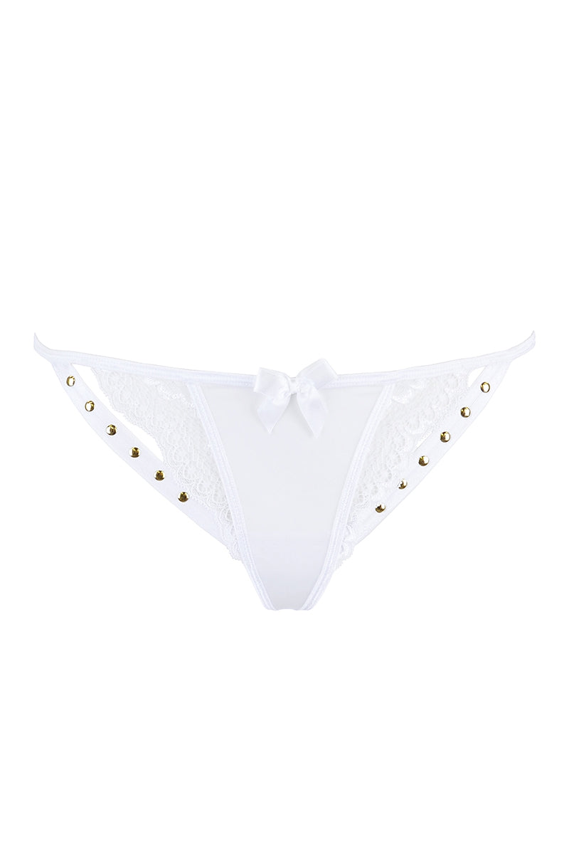 String blanc à clous dorés