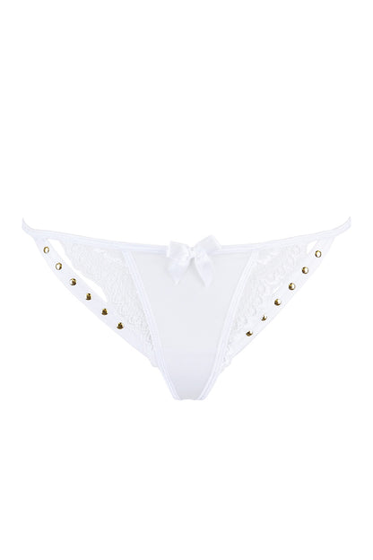 String blanc à clous dorés