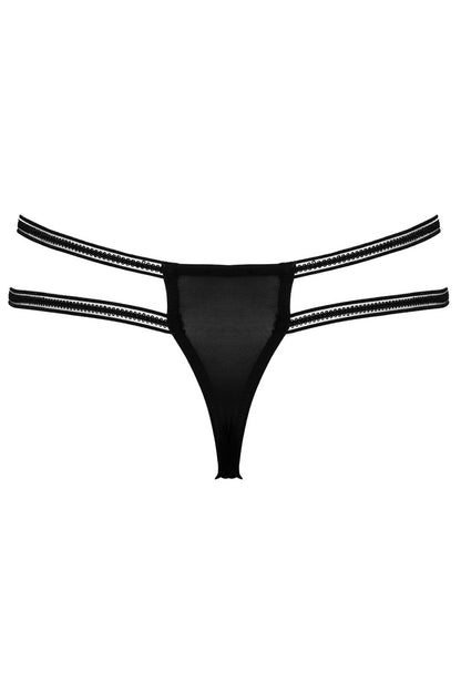 String ouvert Rio noir en dentelle