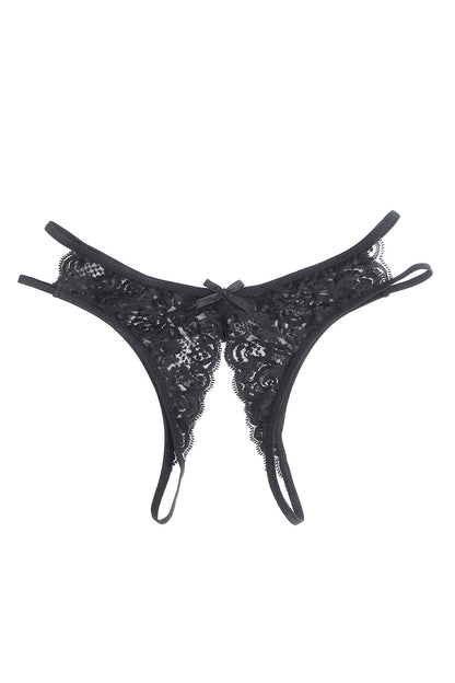 String ouvert dentelle Noir